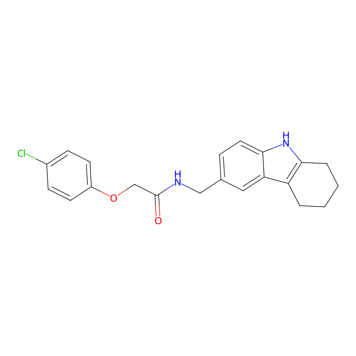 2-(4-chlorophenoxy)-N-((2,3,4,9-tetrahydro-1H-carbazol-6-yl)methyl)acetamide molecular structure, CAS 852138-47-7
