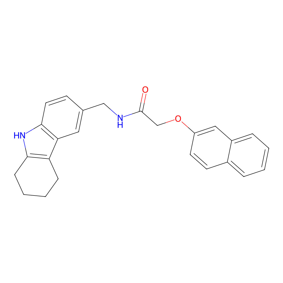 2-(naphthalen-2-yloxy)-N-[(2,3,4,9-tetrahydro-1H-carbazol-6-yl)methyl]acetamide molecular structure, CAS 852138-49-9
