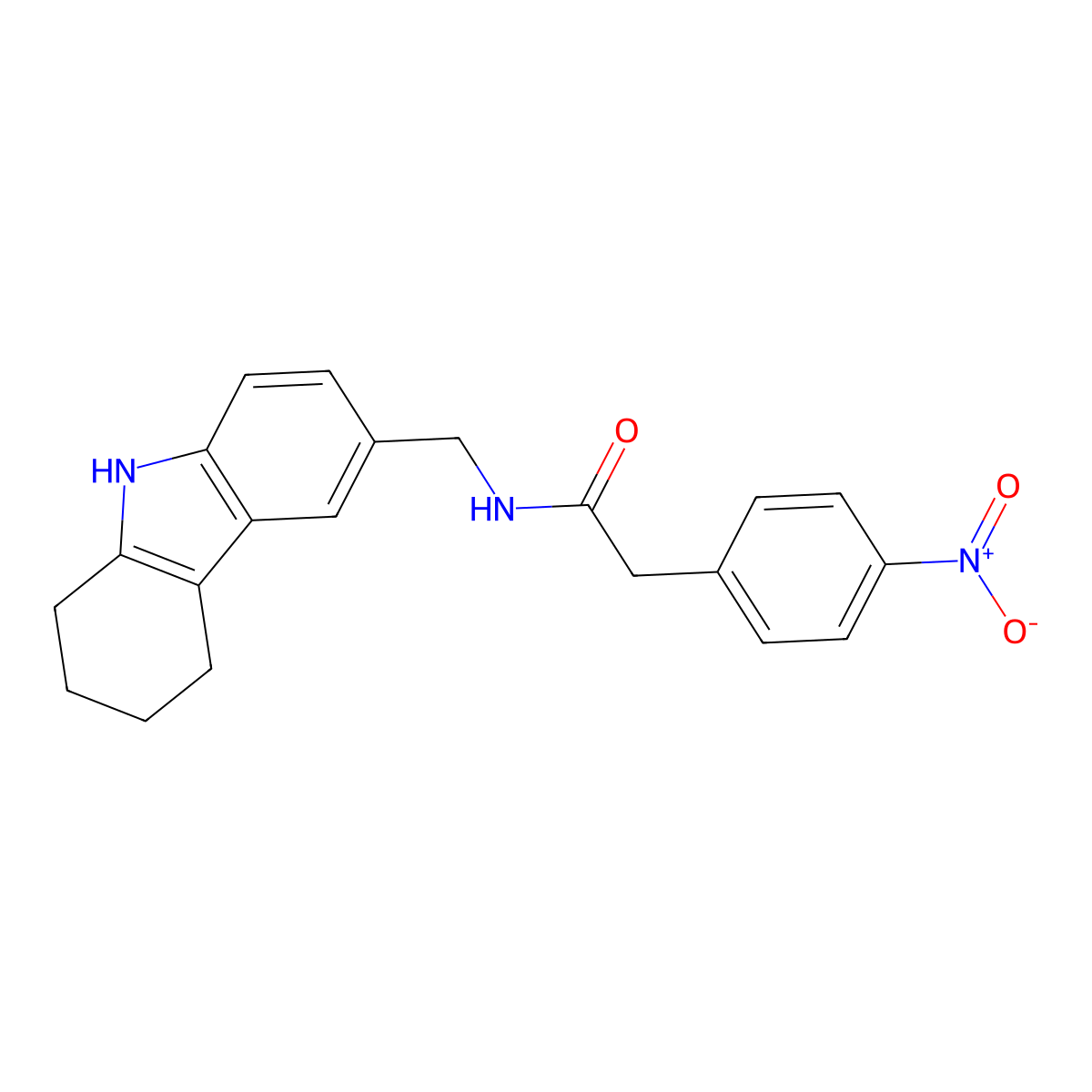 2-(4-nitrophenyl)-N-((2,3,4,9-tetrahydro-1H-carbazol-6-yl)methyl)acetamide molecular structure, CAS 852138-54-6