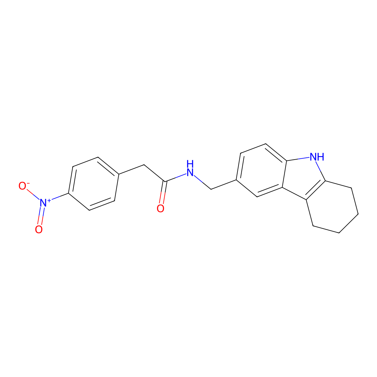2-(4-nitrophenyl)-N-((2,3,4,9-tetrahydro-1H-carbazol-6-yl)methyl)acetamide molecular structure, CAS 852138-54-6