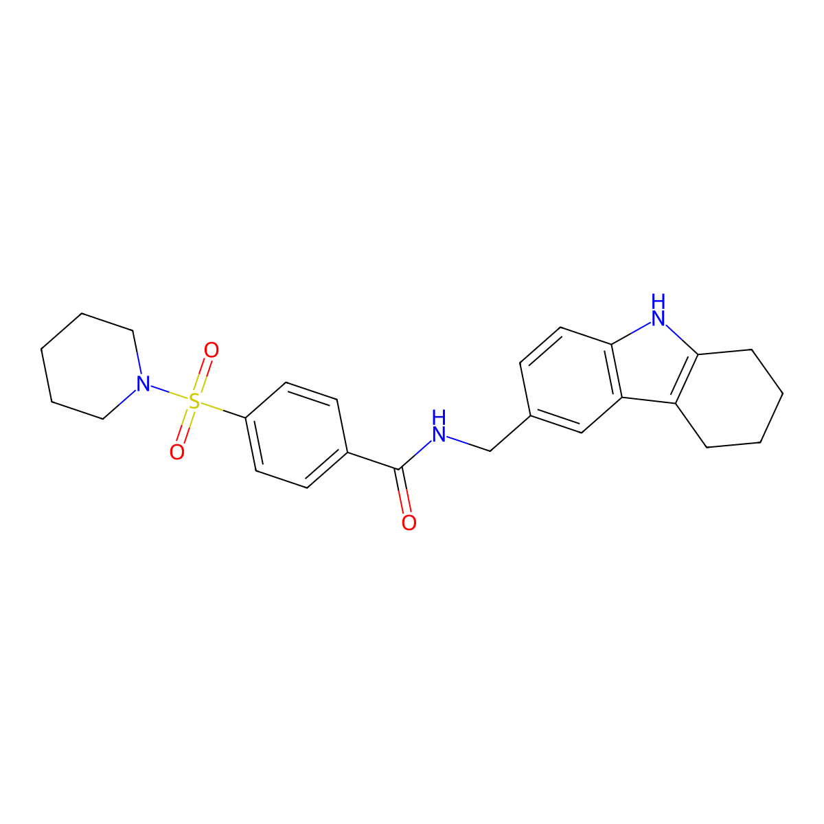 4-piperidin-1-ylsulfonyl-N-(6,7,8,9-tetrahydro-5H-carbazol-3-ylmethyl)benzamide molecular structure, CAS 852138-68-2