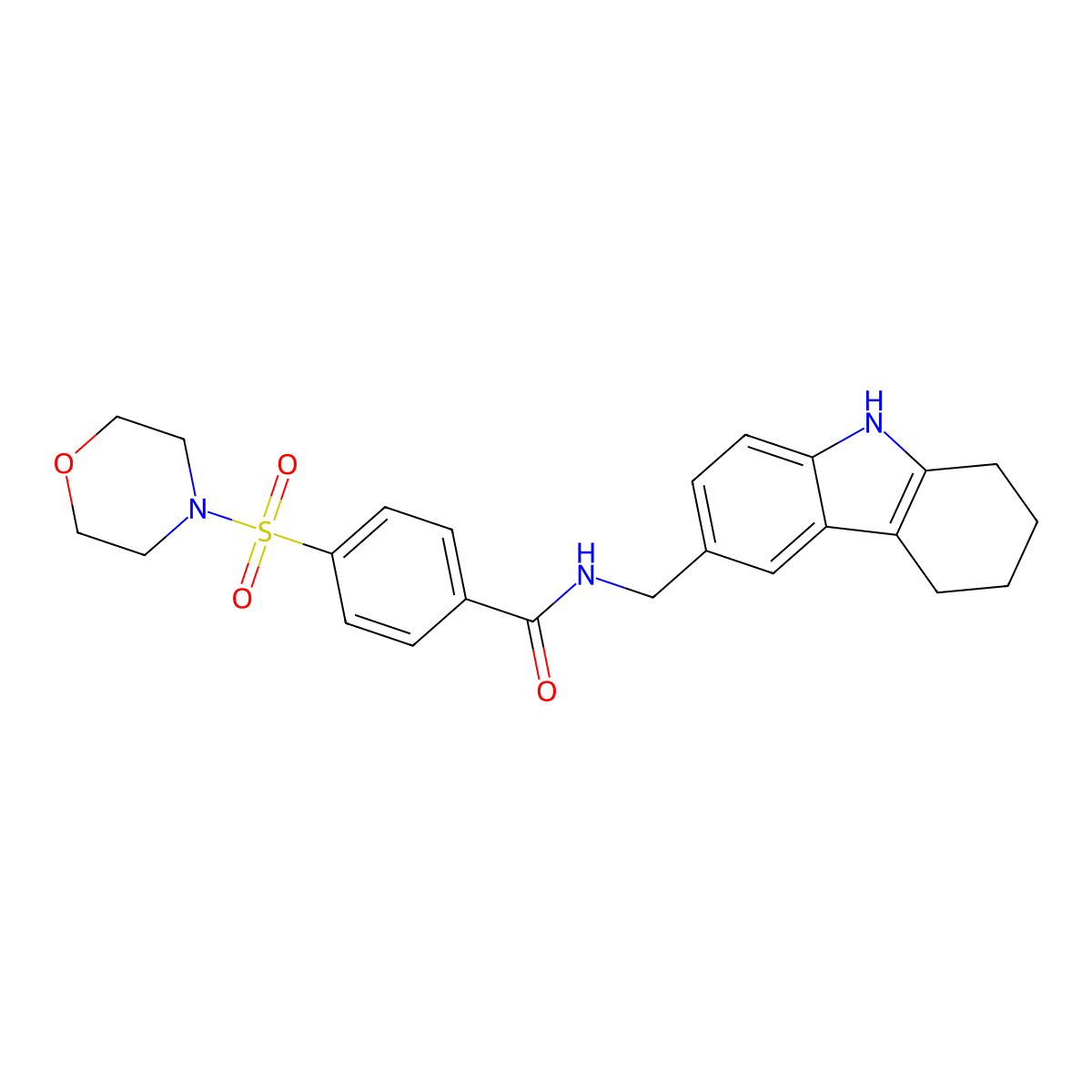 4-(morpholinosulfonyl)-N-((2,3,4,9-tetrahydro-1H-carbazol-6-yl)methyl)benzamide molecular structure, CAS 852138-69-3