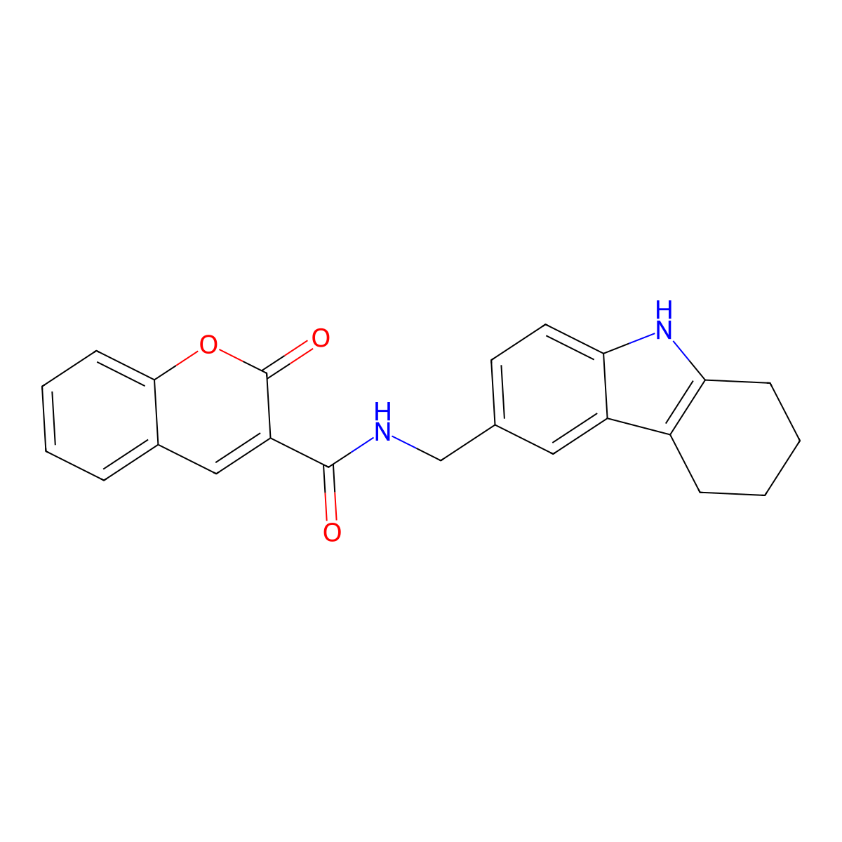 2-oxo-N-((2,3,4,9-tetrahydro-1H-carbazol-6-yl)methyl)-2H-chromene-3-carboxamide molecular structure, CAS 852138-70-6