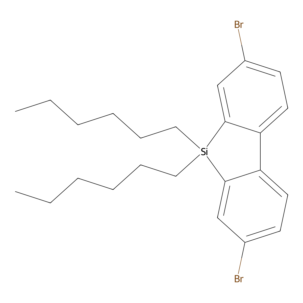 3,7-Dibromo-5,5-dihexyl-5H-dibenzo[b,d]silole molecular structure, CAS 852138-90-0