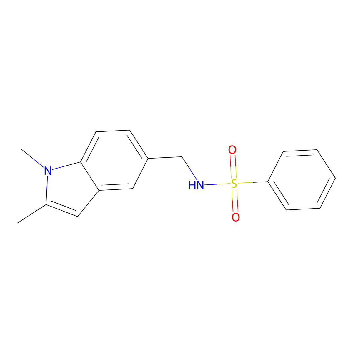 N-((1,2-dimethyl-1H-indol-5-yl)methyl)benzenesulfonamide molecular structure, CAS 852139-20-9