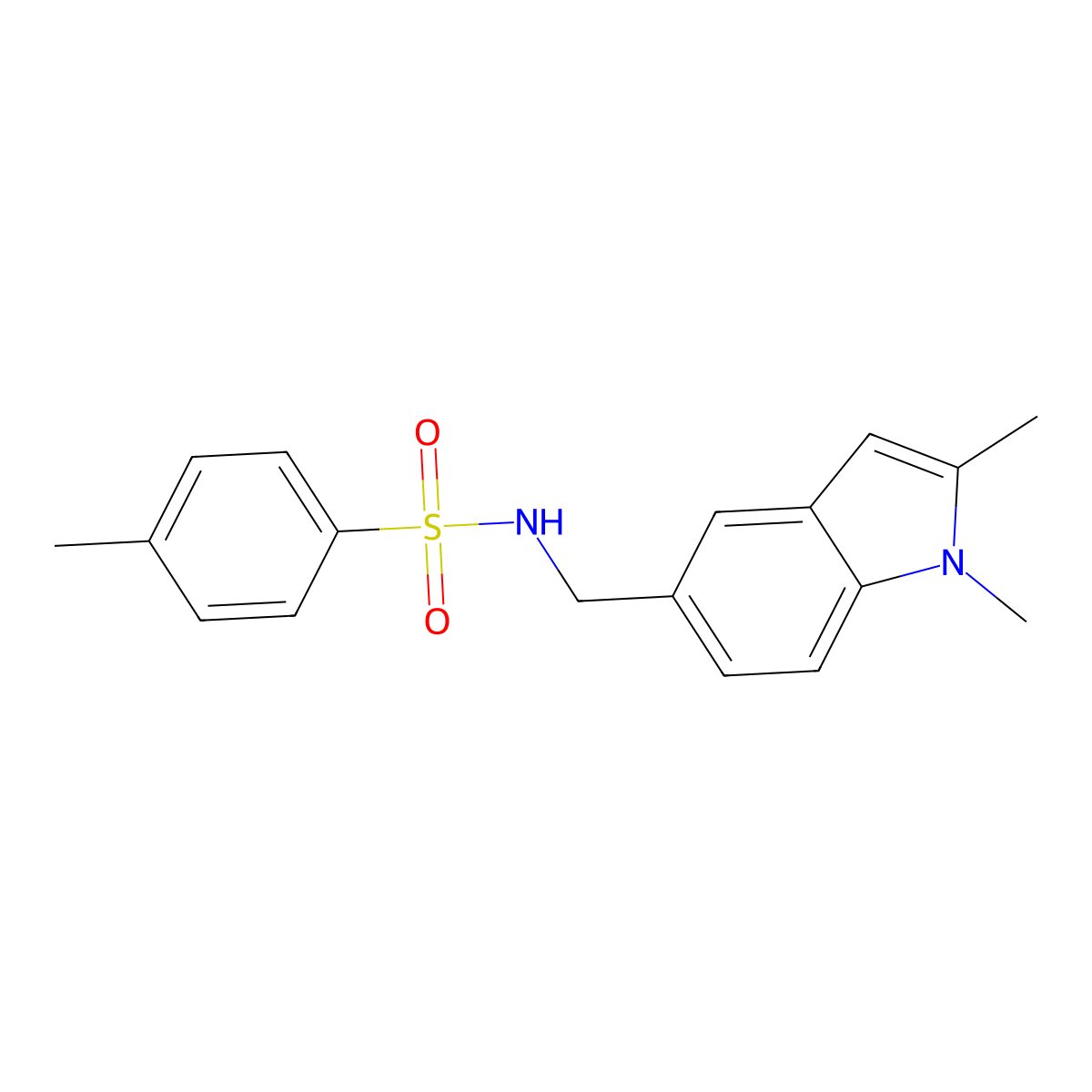 N-((1,2-dimethyl-1H-indol-5-yl)methyl)-4-methylbenzenesulfonamide molecular structure, CAS 852139-22-1
