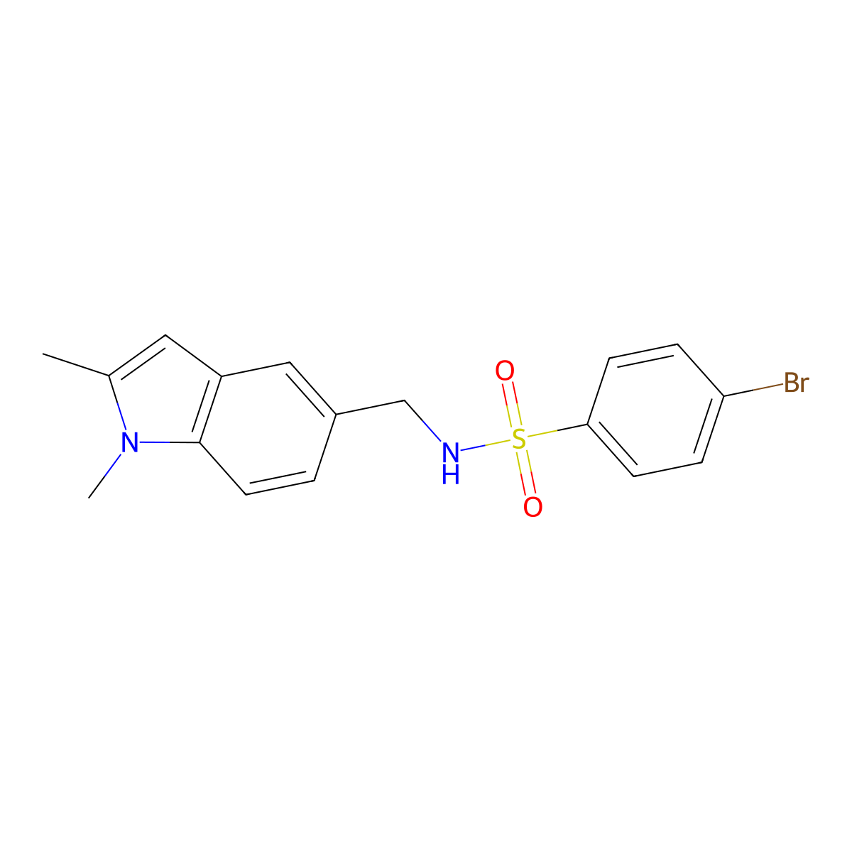 4-bromo-N-[(1,2-dimethylindol-5-yl)methyl]benzenesulfonamide molecular structure, CAS 852139-24-3