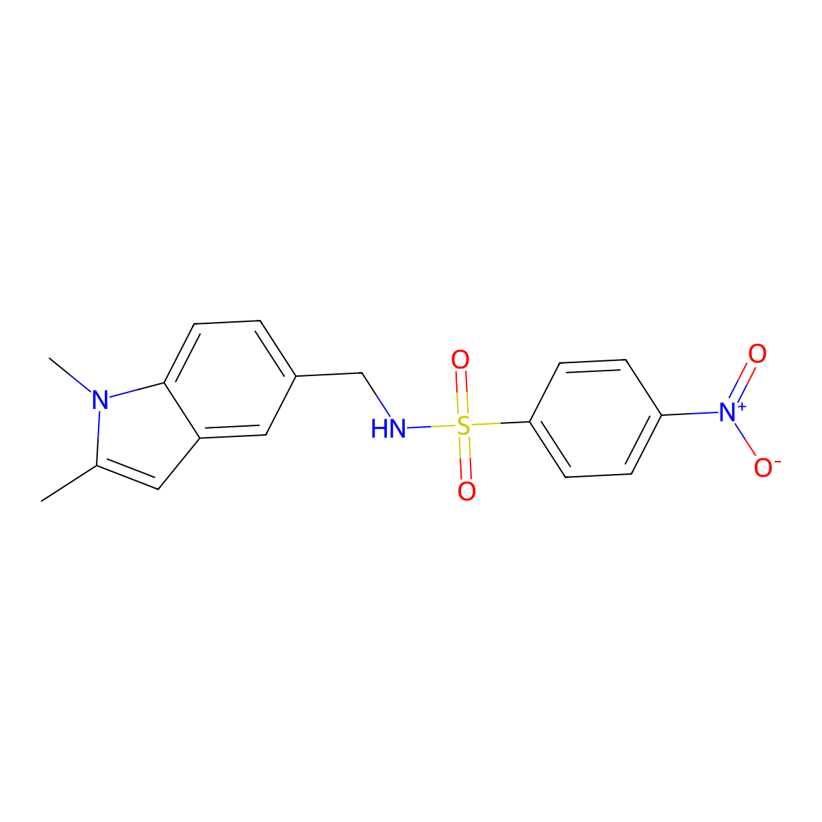 N-[(1,2-dimethylindol-5-yl)methyl]-4-nitrobenzenesulfonamide molecular structure, CAS 852139-27-6