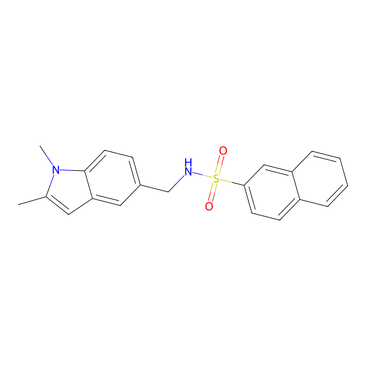 N-[(1,2-dimethylindol-5-yl)methyl]naphthalene-2-sulfonamide molecular structure, CAS 852139-29-8