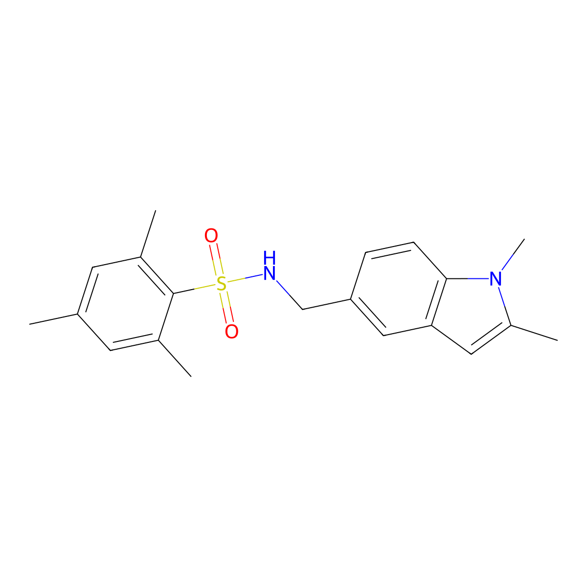 N-[(1,2-dimethylindol-5-yl)methyl]-2,4,6-trimethylbenzenesulfonamide molecular structure, CAS 852139-30-1