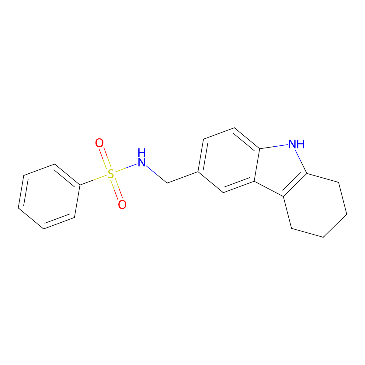 N-((2,3,4,9-tetrahydro-1H-carbazol-6-yl)methyl)benzenesulfonamide molecular structure, CAS 852139-33-4
