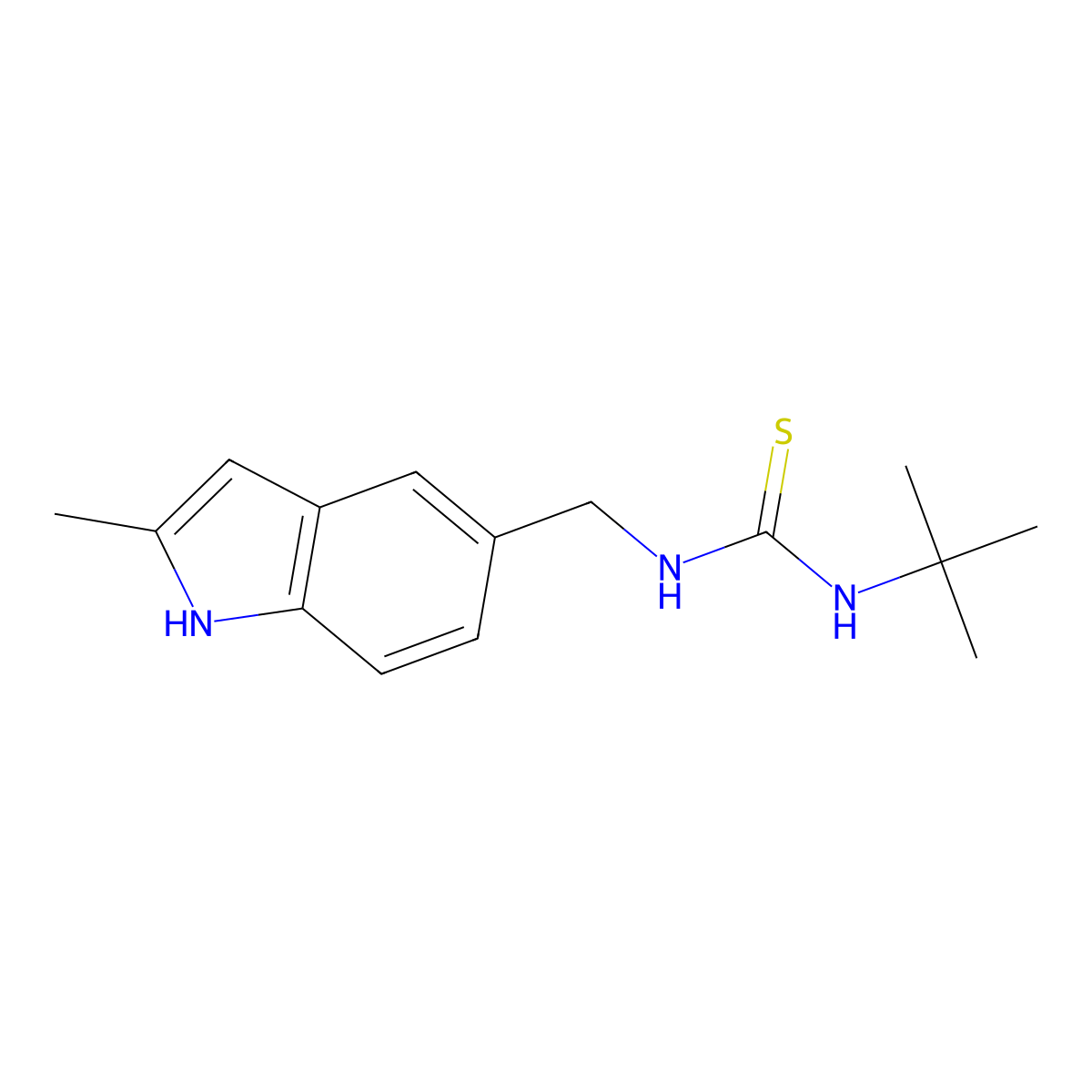1-(tert-butyl)-3-((2-methyl-1H-indol-5-yl)methyl)thiourea molecular structure, CAS 852139-42-5