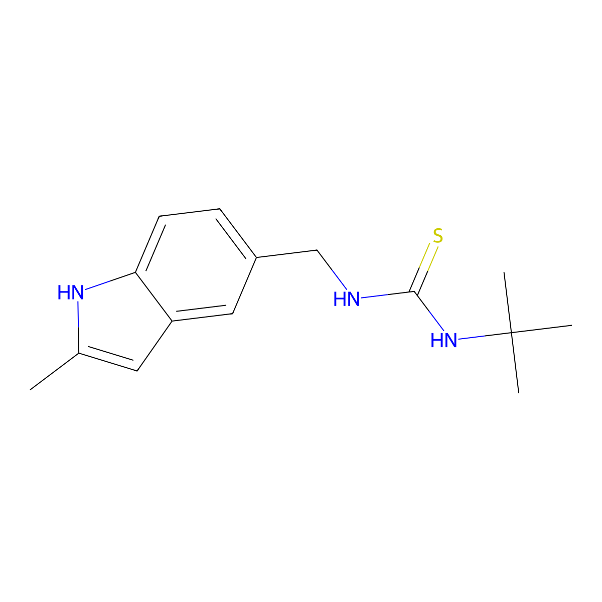 1-(tert-butyl)-3-((2-methyl-1H-indol-5-yl)methyl)thiourea molecular structure, CAS 852139-42-5