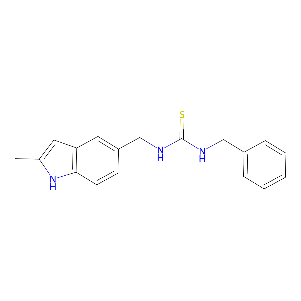1-benzyl-3-[(2-methyl-1H-indol-5-yl)methyl]thiourea molecular structure, CAS 852139-45-8