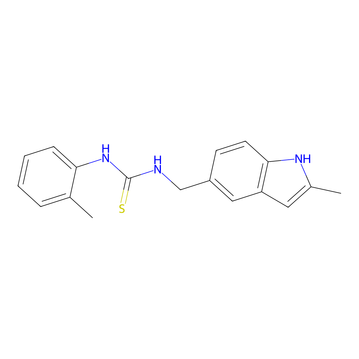 1-((2-methyl-1H-indol-5-yl)methyl)-3-(o-tolyl)thiourea molecular structure, CAS 852139-48-1