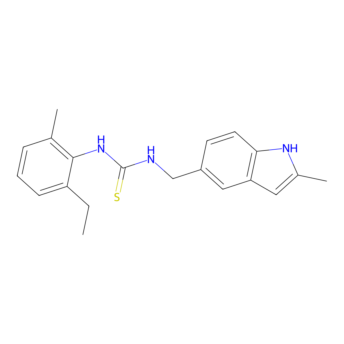 1-(2-ethyl-6-methylphenyl)-3-[(2-methyl-1H-indol-5-yl)methyl]thiourea molecular structure, CAS 852139-55-0