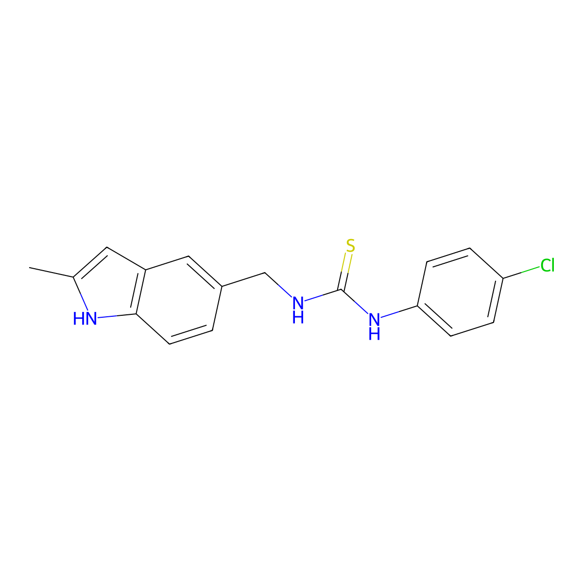 1-(4-chlorophenyl)-3-[(2-methyl-1H-indol-5-yl)methyl]thiourea molecular structure, CAS 852139-66-3