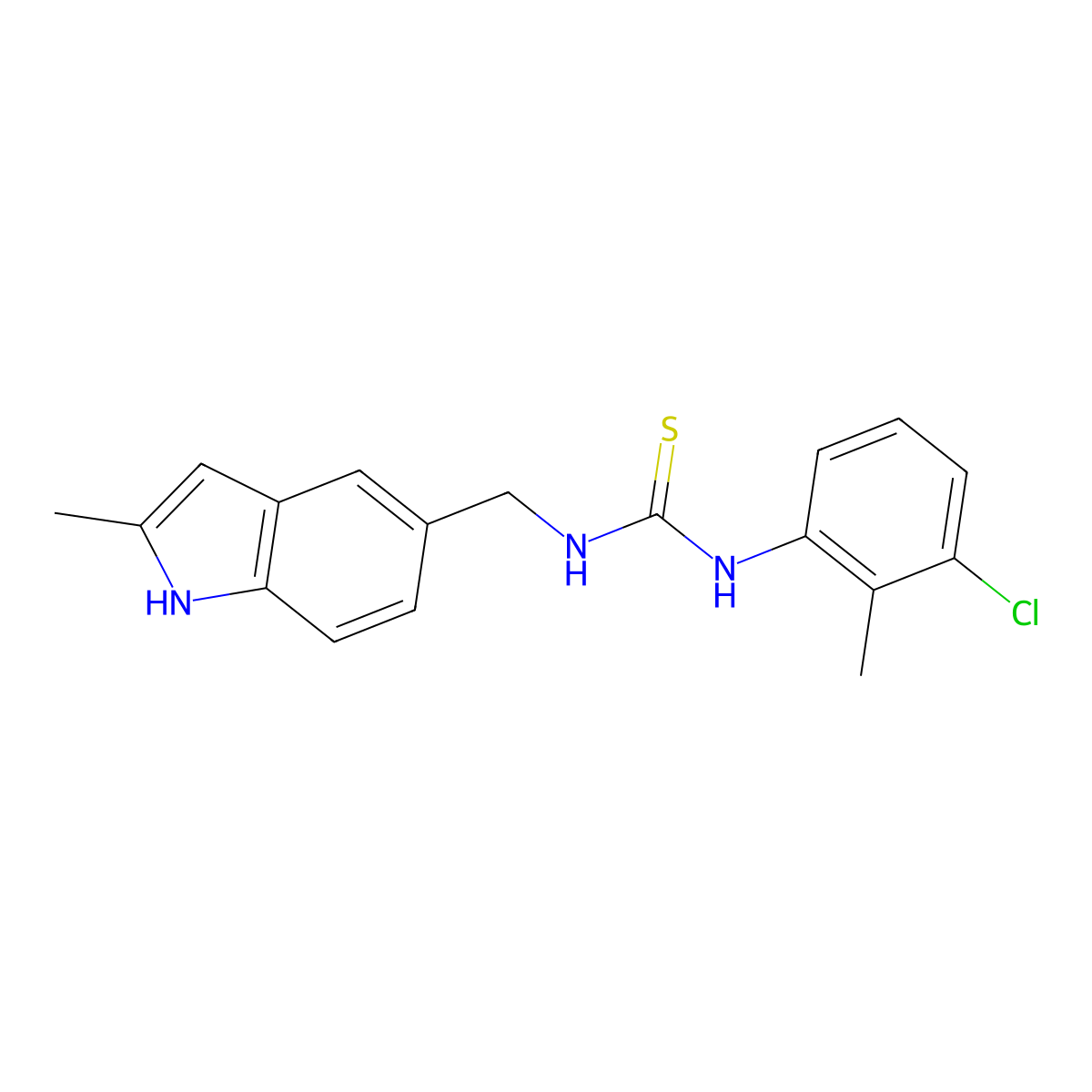 1-(3-chloro-2-methylphenyl)-3-[(2-methyl-1H-indol-5-yl)methyl]thiourea molecular structure, CAS 852139-67-4