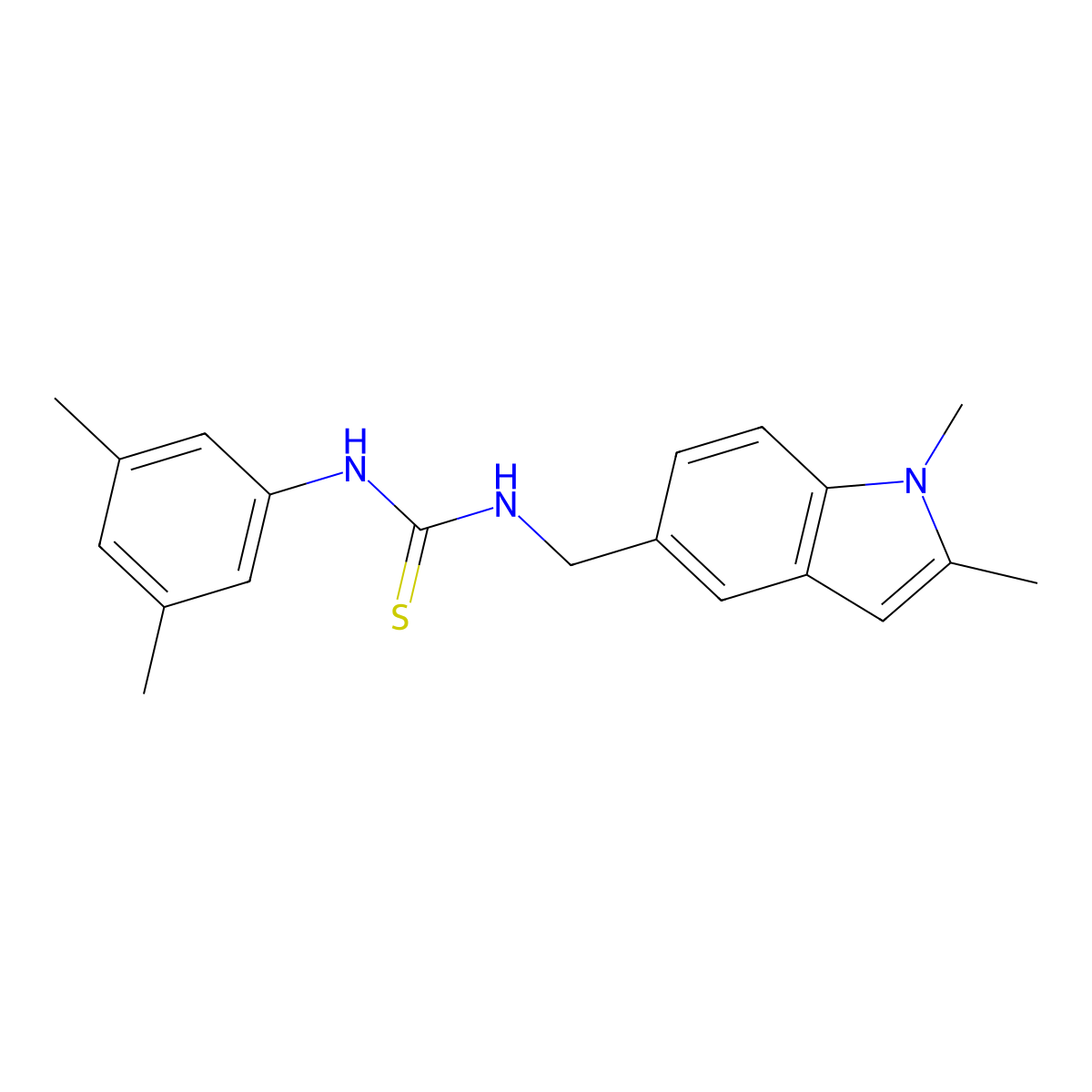 1-[(1,2-Dimethylindol-5-yl)methyl]-3-(3,5-dimethylphenyl)thiourea molecular structure, CAS 852139-90-3