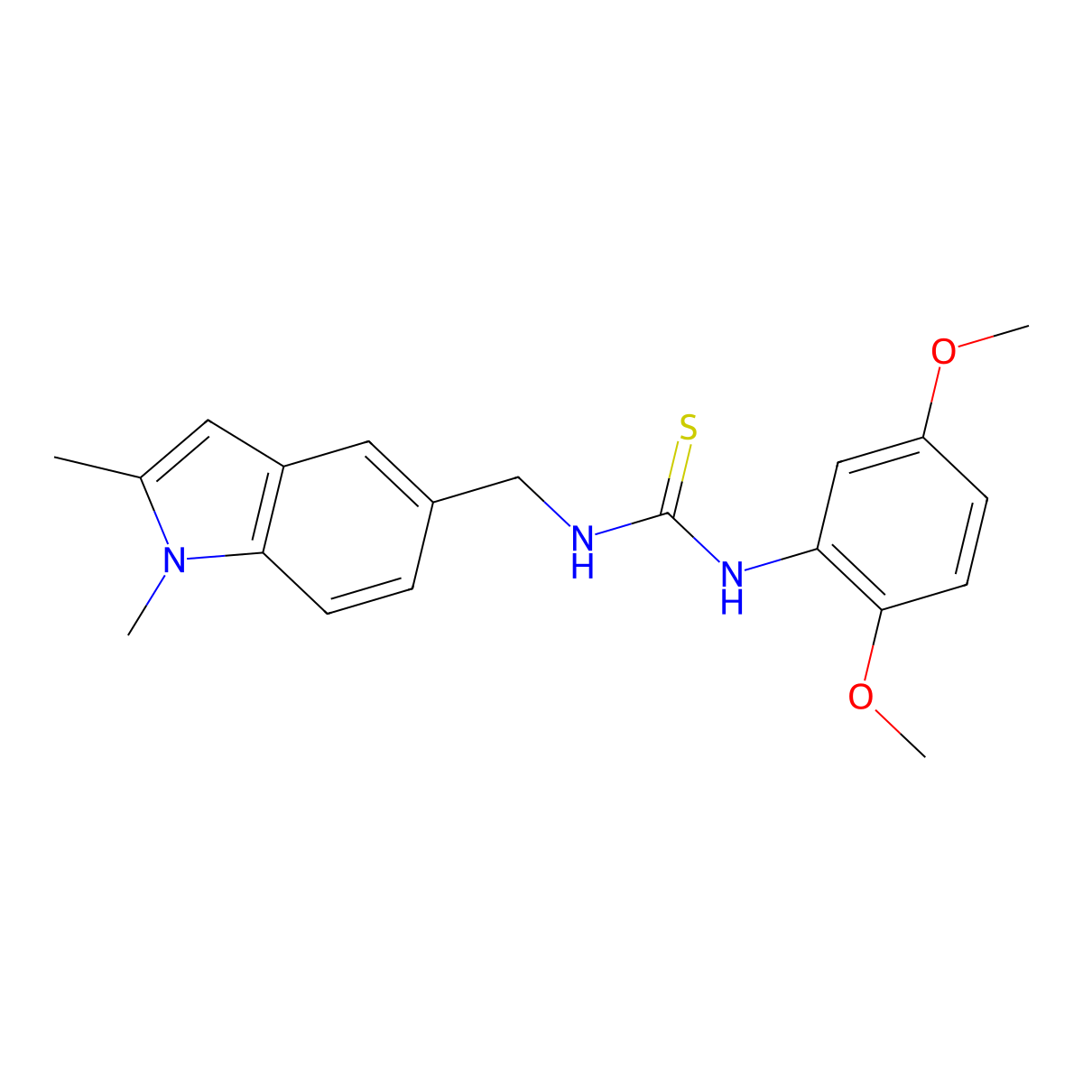 1-(2,5-dimethoxyphenyl)-3-((1,2-dimethyl-1H-indol-5-yl)methyl)thiourea molecular structure, CAS 852139-97-0