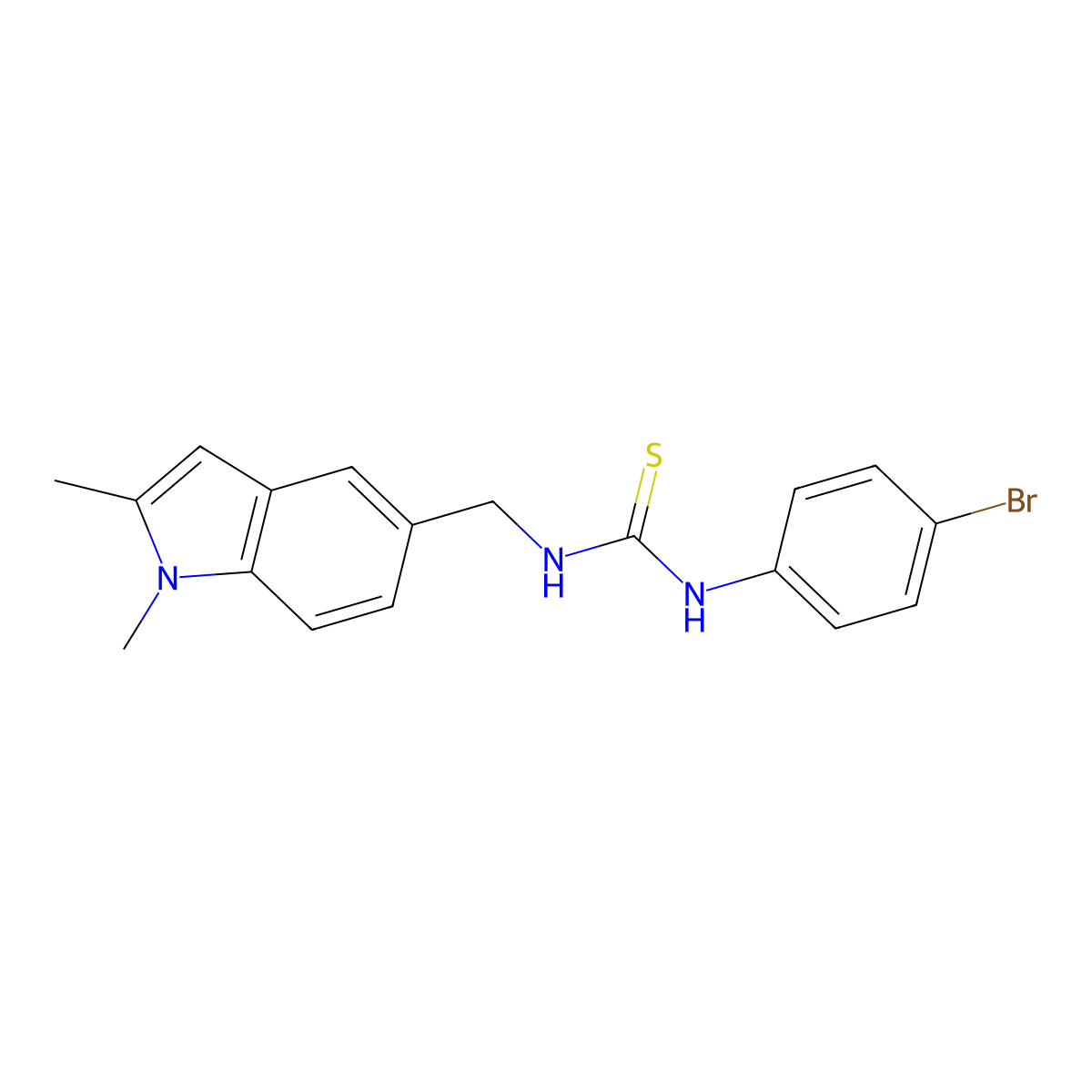 1-(4-Bromophenyl)-3-[(1,2-dimethylindol-5-yl)methyl]thiourea molecular structure, CAS 852140-07-9