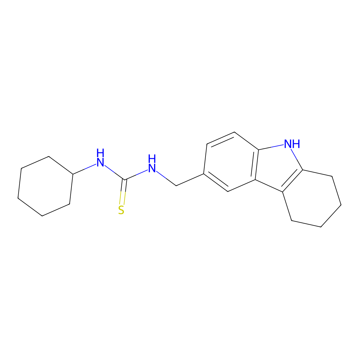1-cyclohexyl-3-((2,3,4,9-tetrahydro-1H-carbazol-6-yl)methyl)thiourea molecular structure, CAS 852140-17-1