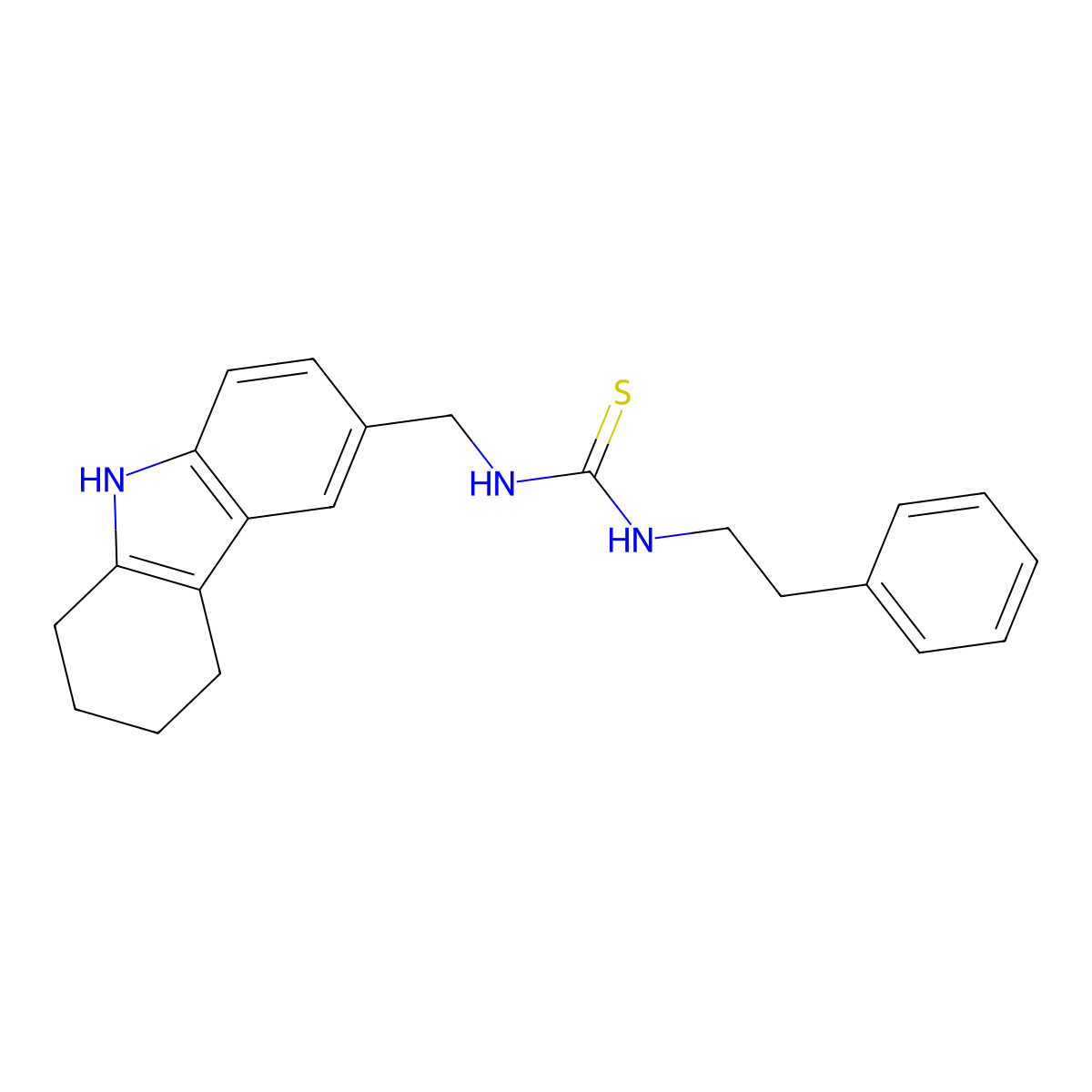 1-phenethyl-3-((2,3,4,9-tetrahydro-1H-carbazol-6-yl)methyl)thiourea molecular structure, CAS 852140-19-3