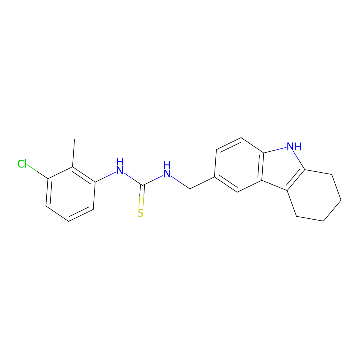 1-(3-chloro-2-methylphenyl)-3-[(2,3,4,9-tetrahydro-1H-carbazol-6-yl)methyl]thiourea molecular structure, CAS 852140-50-2