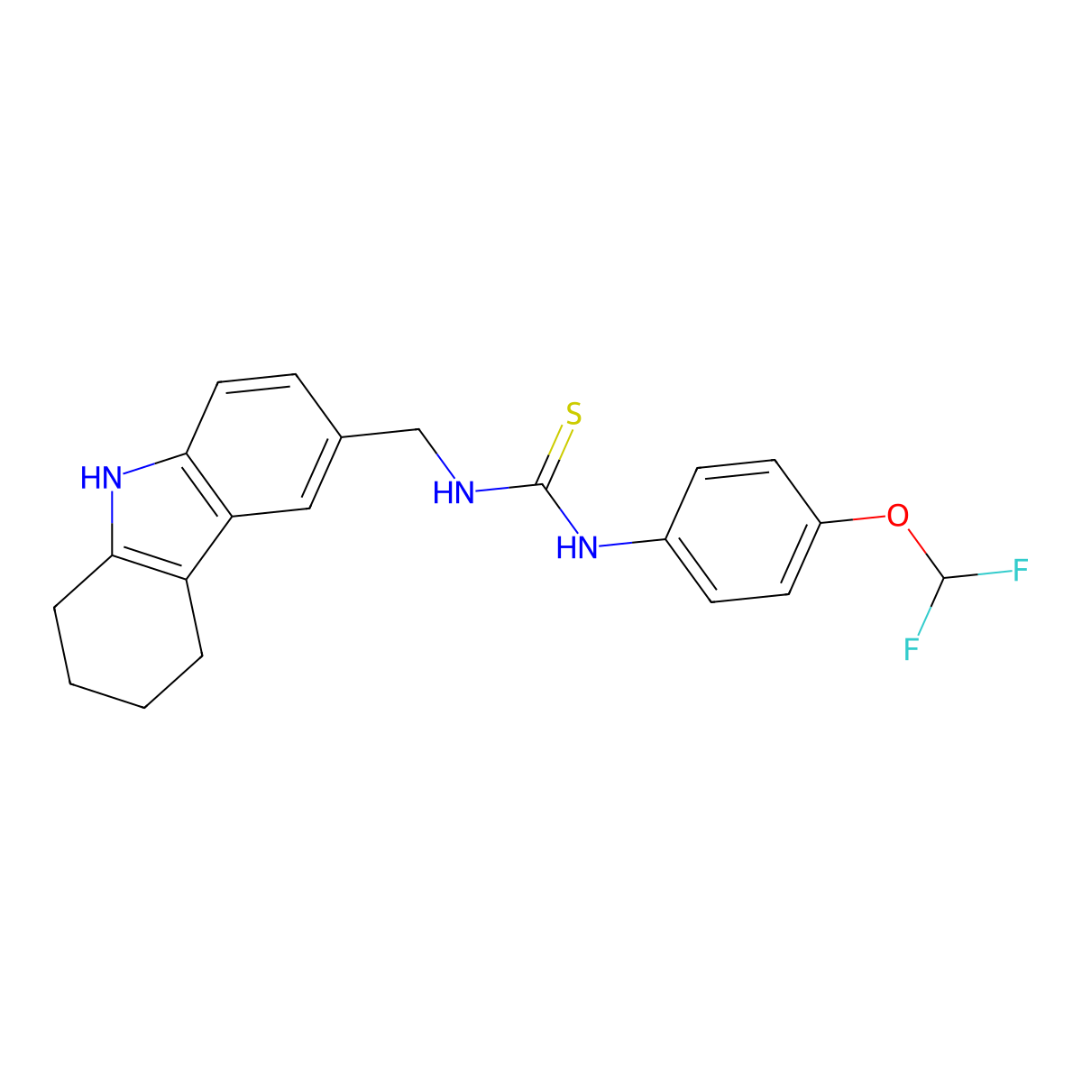 1-(4-(difluoromethoxy)phenyl)-3-((2,3,4,9-tetrahydro-1H-carbazol-6-yl)methyl)thiourea molecular structure, CAS 852140-61-5