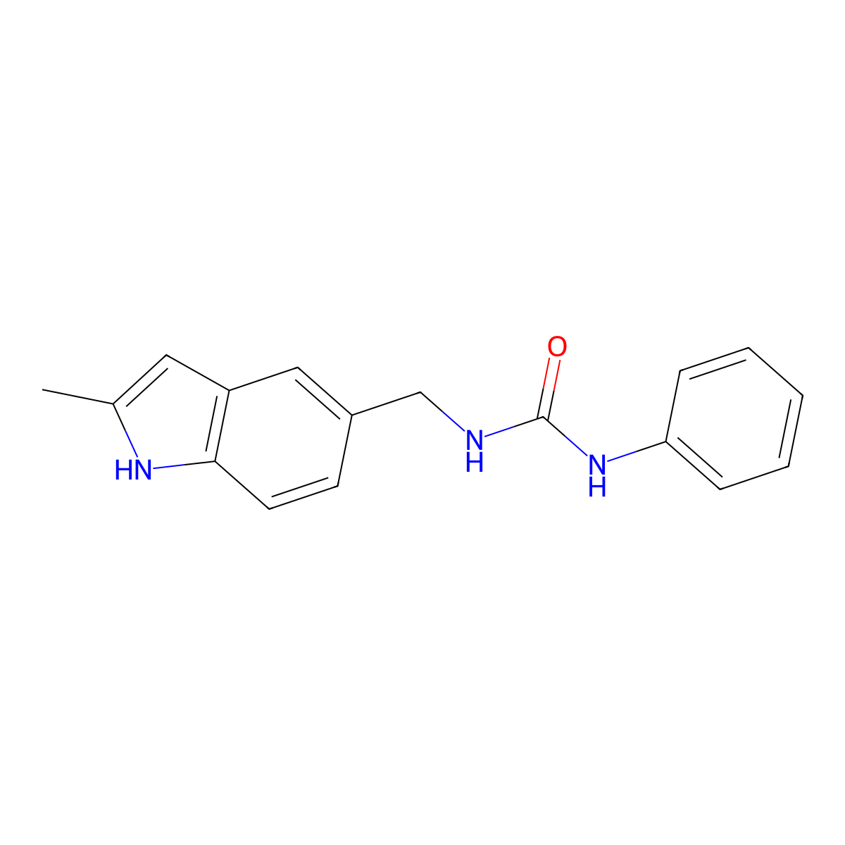 1-((2-methyl-1H-indol-5-yl)methyl)-3-phenylurea molecular structure, CAS 852140-64-8