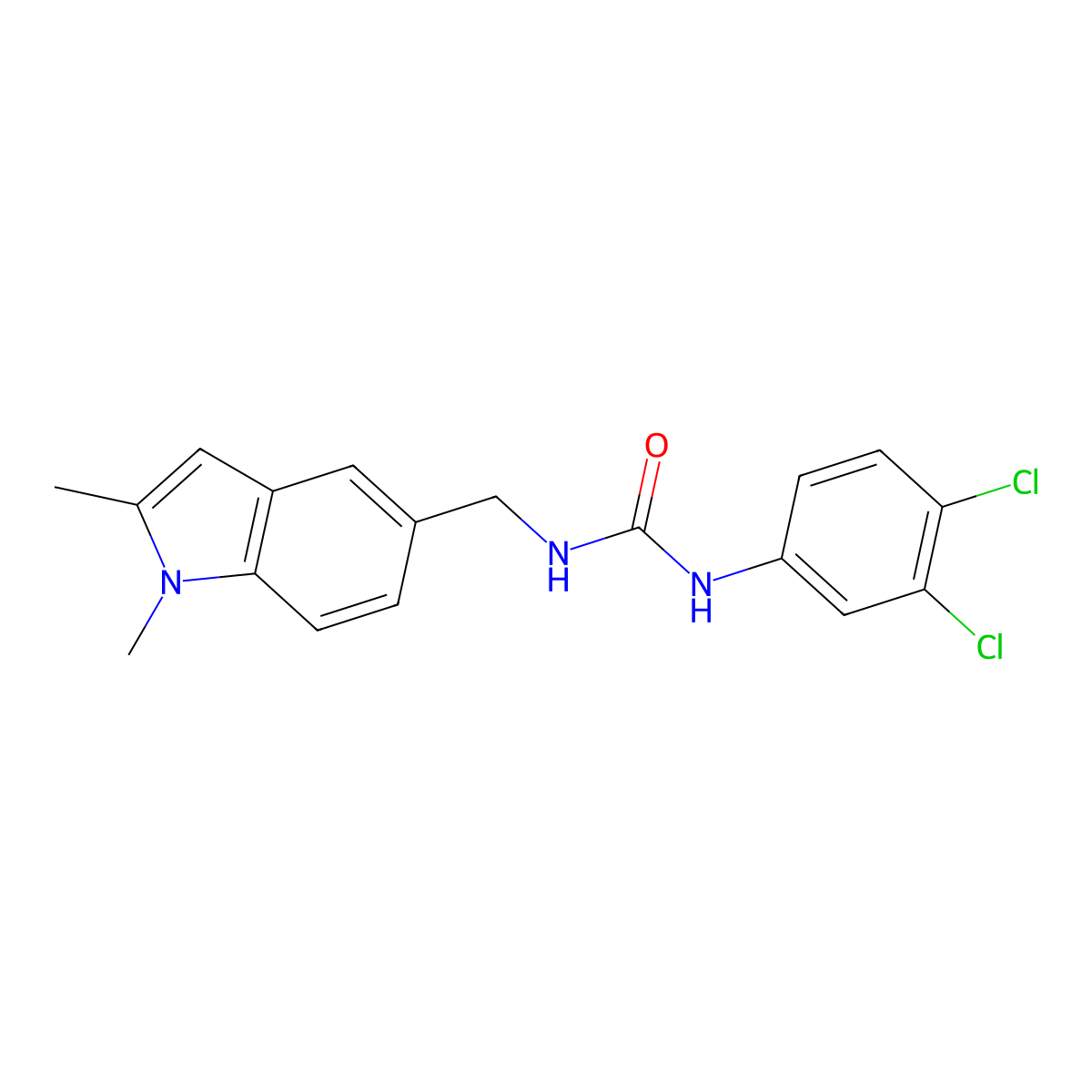 1-(3,4-Dichlorophenyl)-3-[(1,2-dimethylindol-5-yl)methyl]urea molecular structure, CAS 852140-74-0