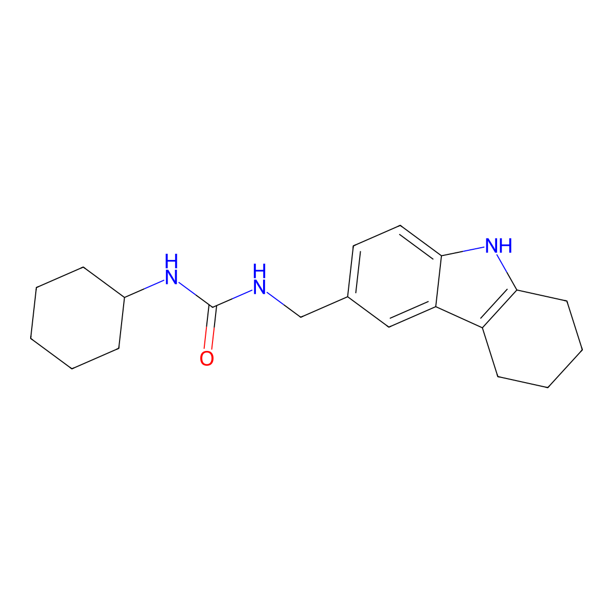 1-cyclohexyl-3-((2,3,4,9-tetrahydro-1H-carbazol-6-yl)methyl)urea molecular structure, CAS 852140-75-1