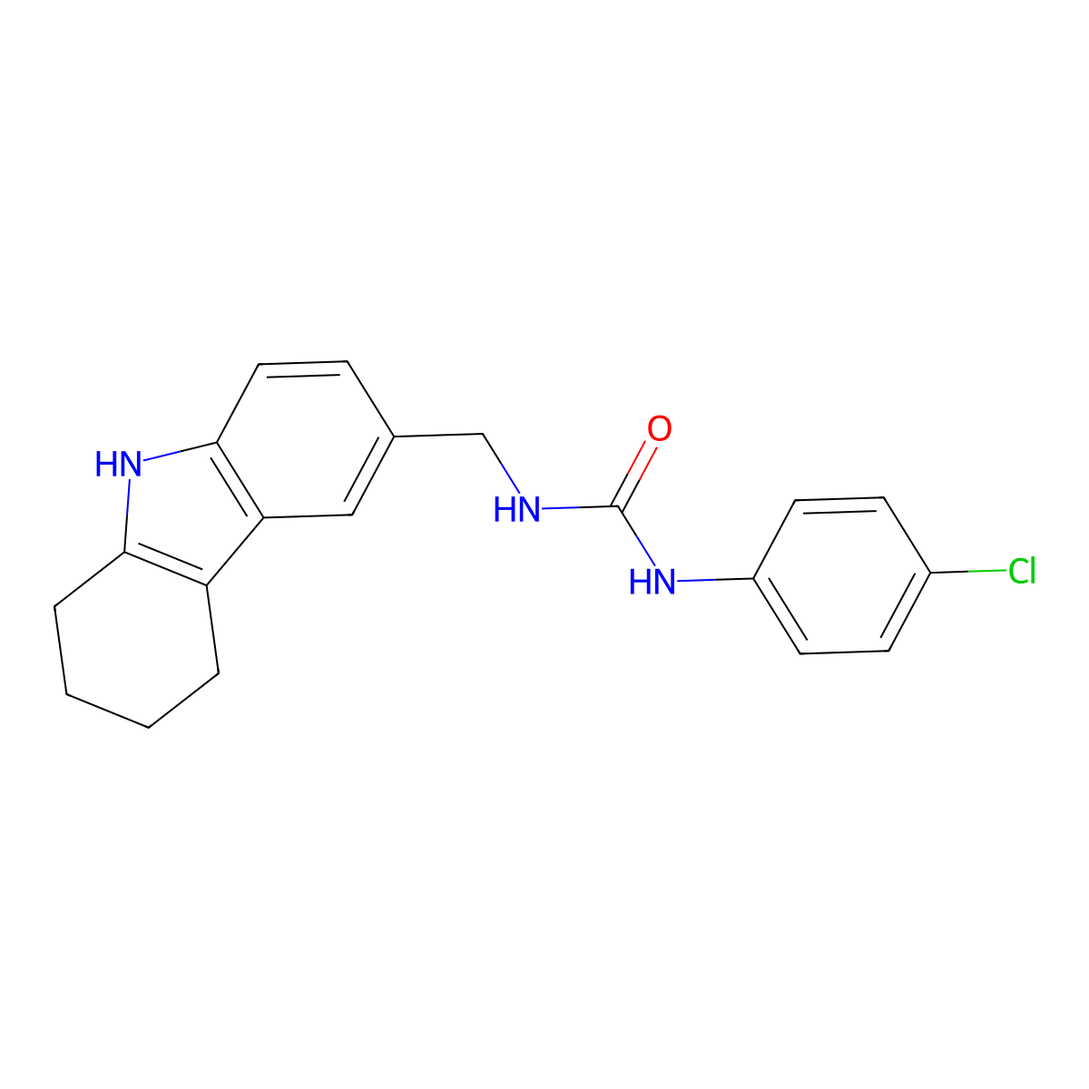 1-(4-chlorophenyl)-3-((2,3,4,9-tetrahydro-1H-carbazol-6-yl)methyl)urea molecular structure, CAS 852140-77-3