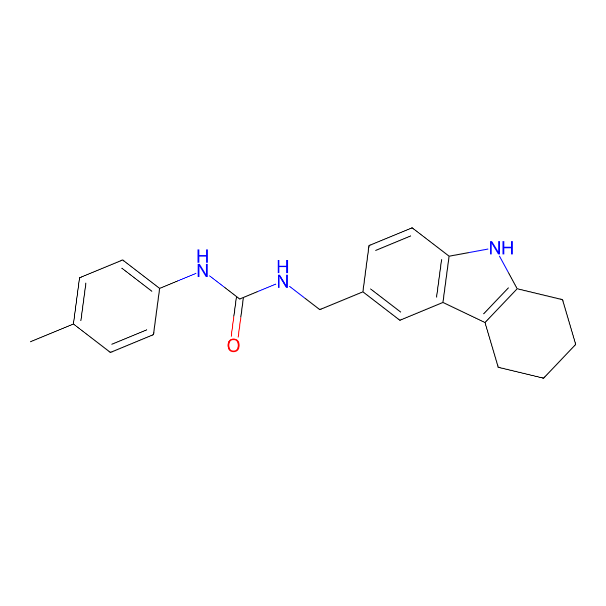 1-((2,3,4,9-tetrahydro-1H-carbazol-6-yl)methyl)-3-(p-tolyl)urea molecular structure, CAS 852140-79-5