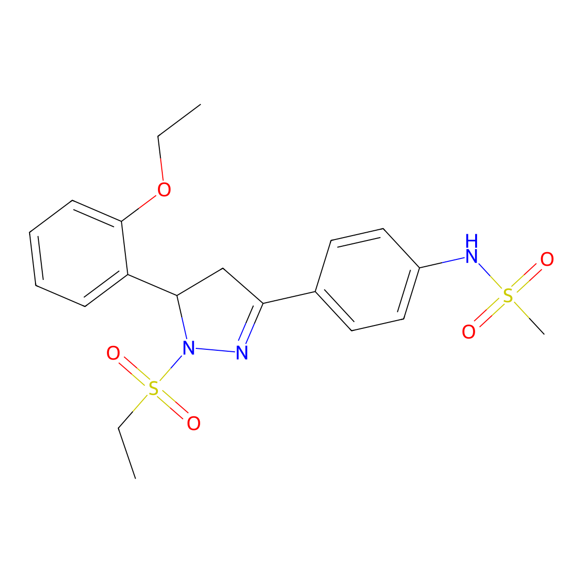 N-(4-(5-(2-ethoxyphenyl)-1-(ethylsulfonyl)-4,5-dihydro-1H-pyrazol-3-yl)phenyl)methanesulfonamide molecular structure, CAS 852140-97-7