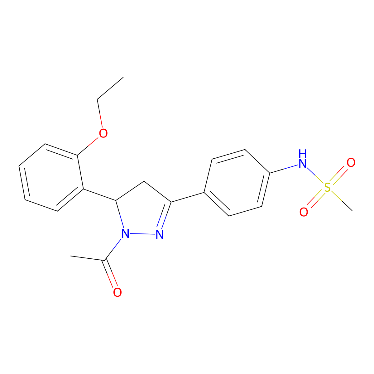 N-(4-(1-acetyl-5-(2-ethoxyphenyl)-4,5-dihydro-1H-pyrazol-3-yl)phenyl)methanesulfonamide molecular structure, CAS 852140-98-8