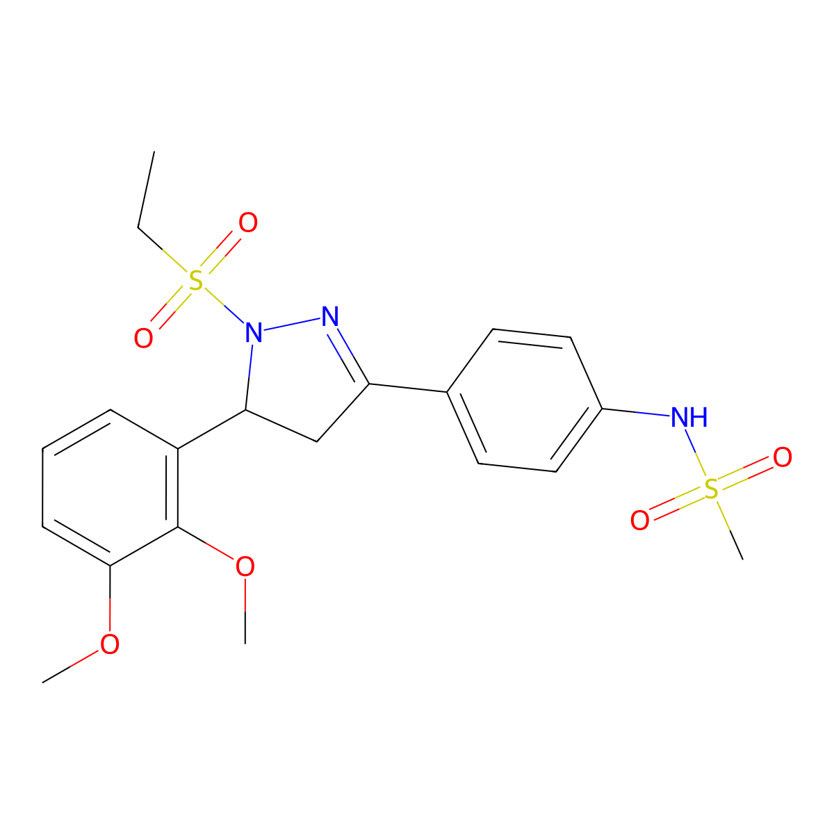 N-(4-(5-(2,3-dimethoxyphenyl)-1-(ethylsulfonyl)-4,5-dihydro-1H-pyrazol-3-yl)phenyl)methanesulfonamide molecular structure, CAS 852141-03-8