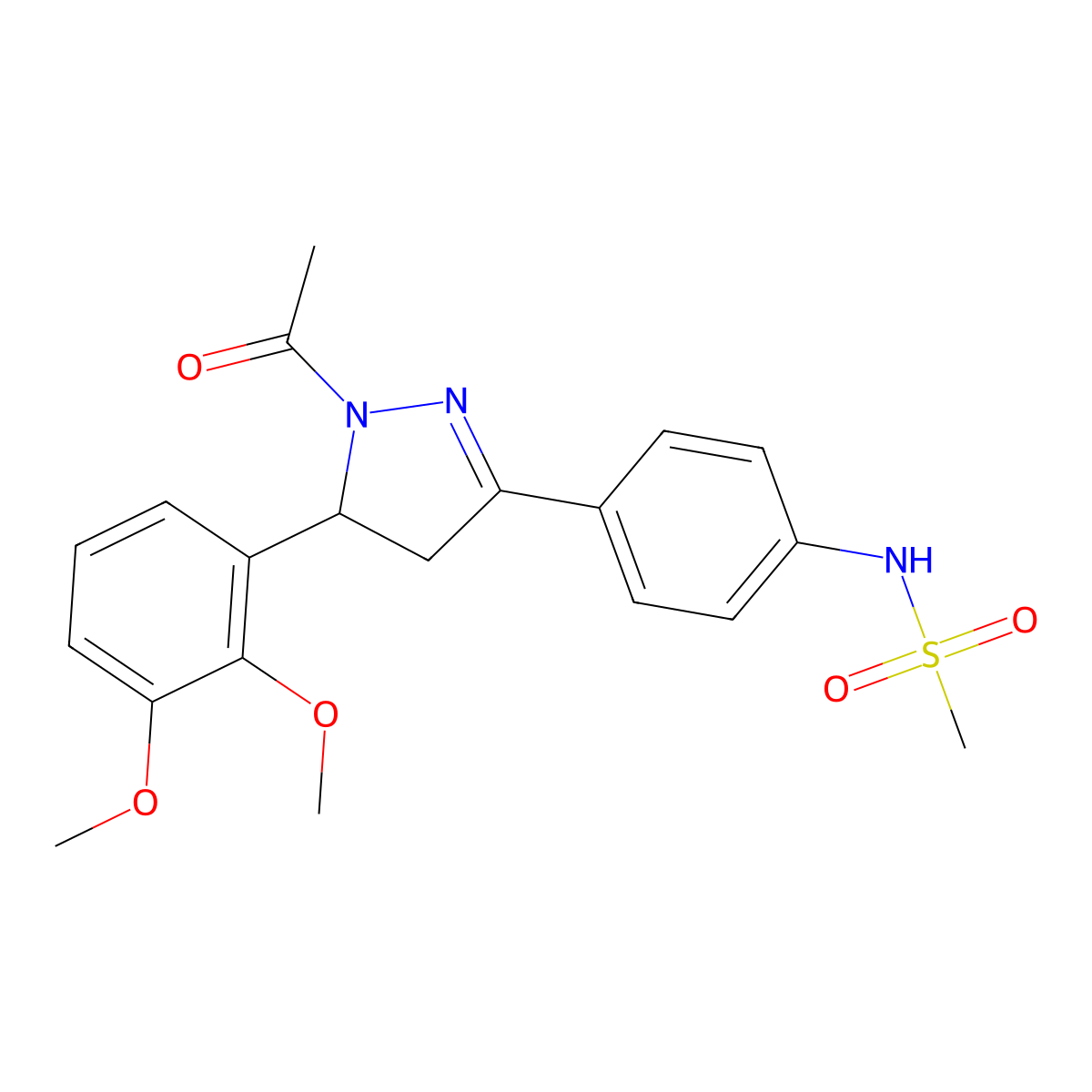 N-(4-(1-acetyl-5-(2,3-dimethoxyphenyl)-4,5-dihydro-1H-pyrazol-3-yl)phenyl)methanesulfonamide molecular structure, CAS 852141-04-9