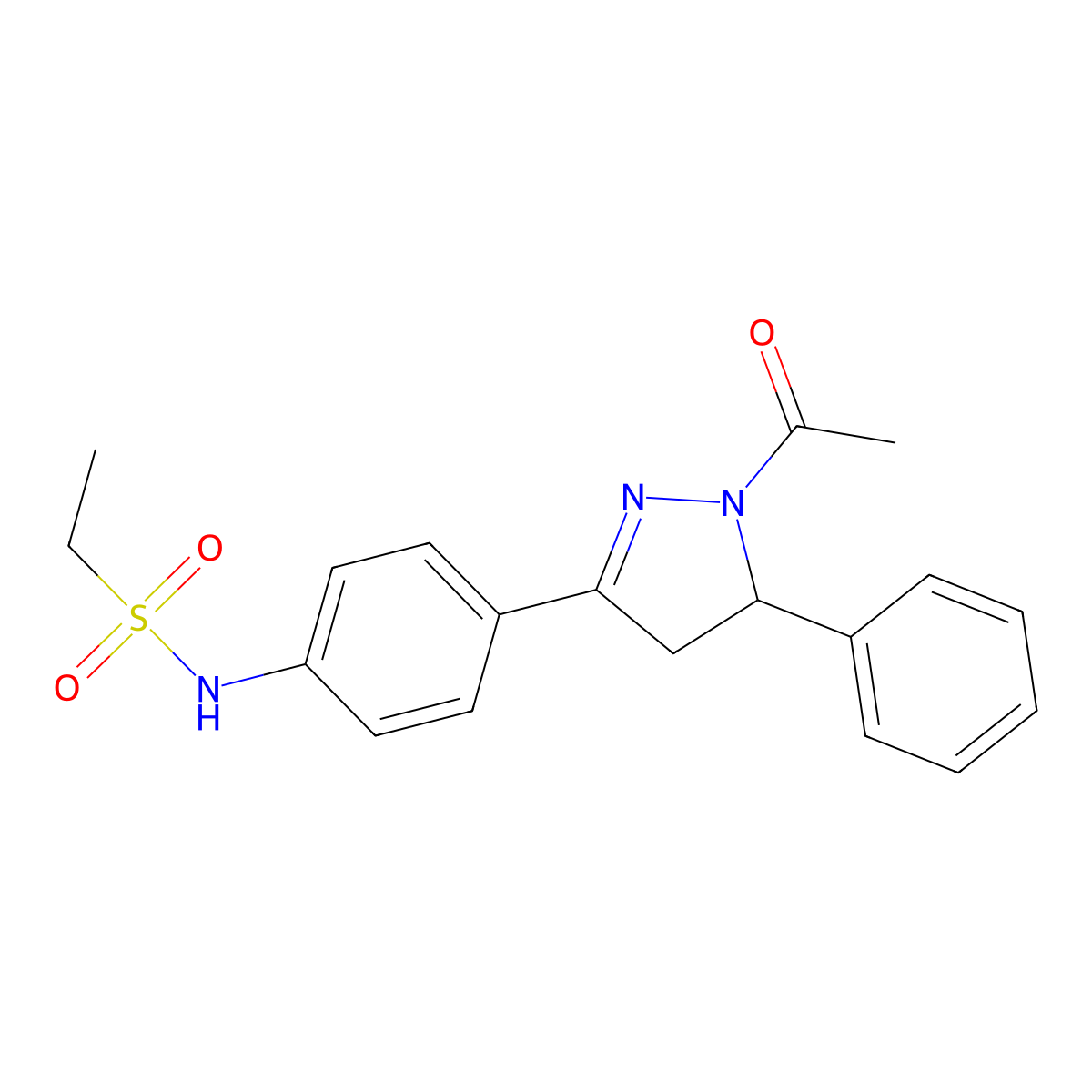 N-(4-(1-acetyl-5-phenyl-4,5-dihydro-1H-pyrazol-3-yl)phenyl)ethanesulfonamide molecular structure, CAS 852141-13-0