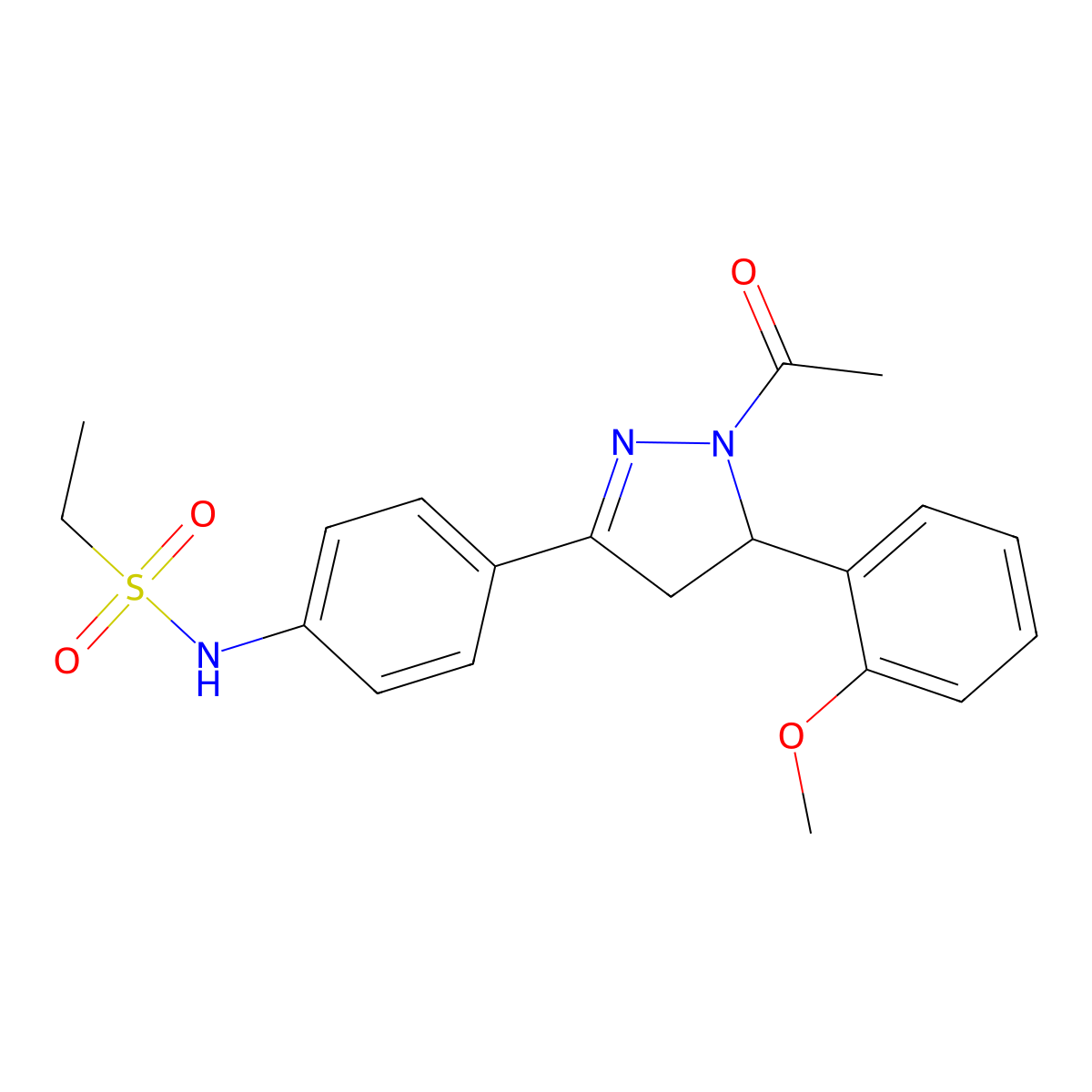 N-(4-(1-acetyl-5-(2-methoxyphenyl)-4,5-dihydro-1H-pyrazol-3-yl)phenyl)ethanesulfonamide molecular structure, CAS 852141-36-7