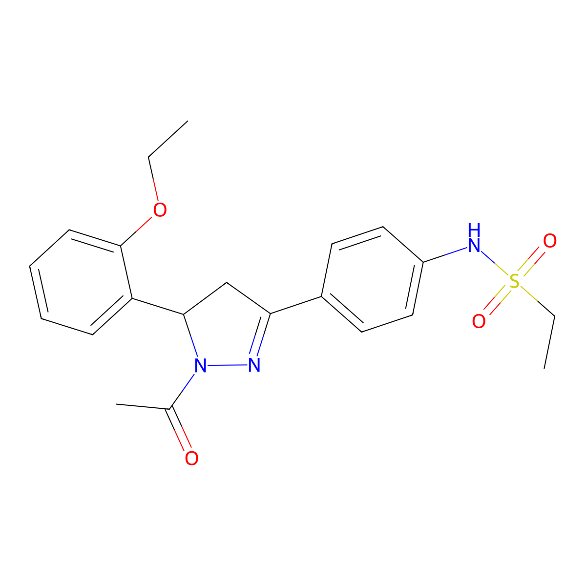 N-(4-(1-acetyl-5-(2-ethoxyphenyl)-4,5-dihydro-1H-pyrazol-3-yl)phenyl)ethanesulfonamide molecular structure, CAS 852141-39-0