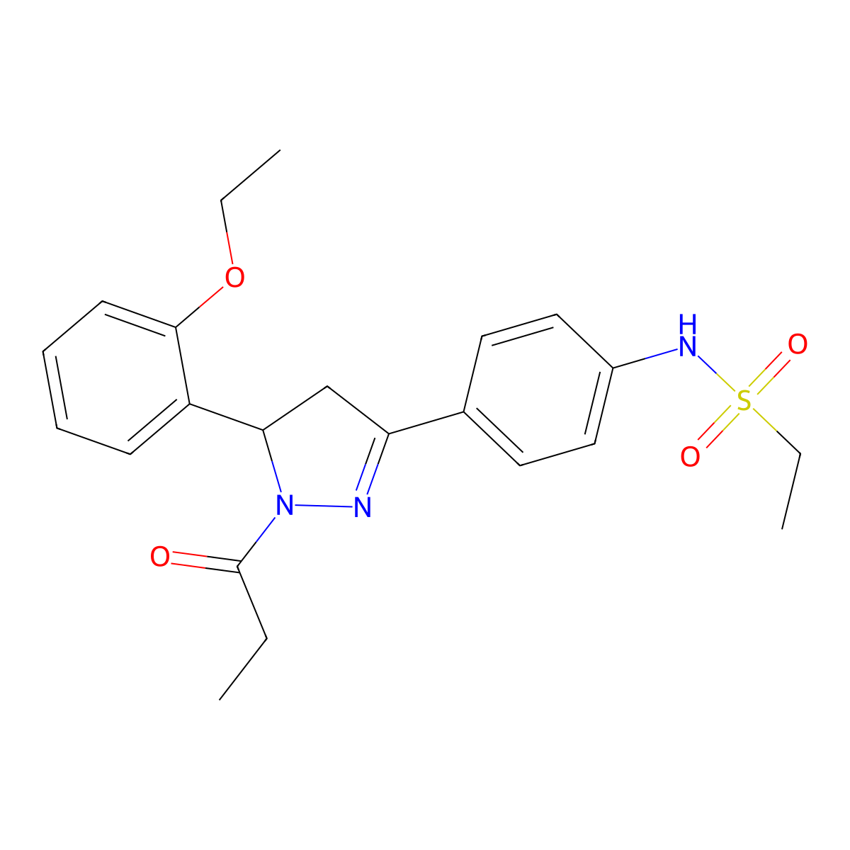 N-(4-(5-(2-ethoxyphenyl)-1-propionyl-4,5-dihydro-1H-pyrazol-3-yl)phenyl)ethanesulfonamide molecular structure, CAS 852141-40-3