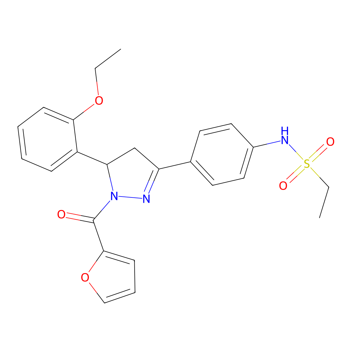 N-(4-(5-(2-ethoxyphenyl)-1-(furan-2-carbonyl)-4,5-dihydro-1H-pyrazol-3-yl)phenyl)ethanesulfonamide molecular structure, CAS 852141-41-4