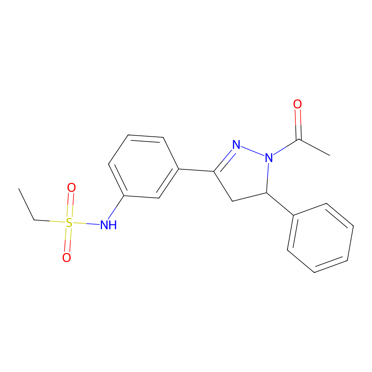 N-[3-(1-acetyl-5-phenyl-4,5-dihydro-1H-pyrazol-3-yl)phenyl]ethane-1-sulfonamide molecular structure, CAS 852141-55-0