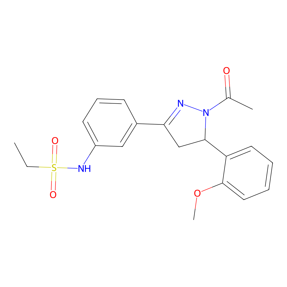 N-(3-(1-acetyl-5-(2-methoxyphenyl)-4,5-dihydro-1H-pyrazol-3-yl)phenyl)ethanesulfonamide molecular structure, CAS 852141-59-4