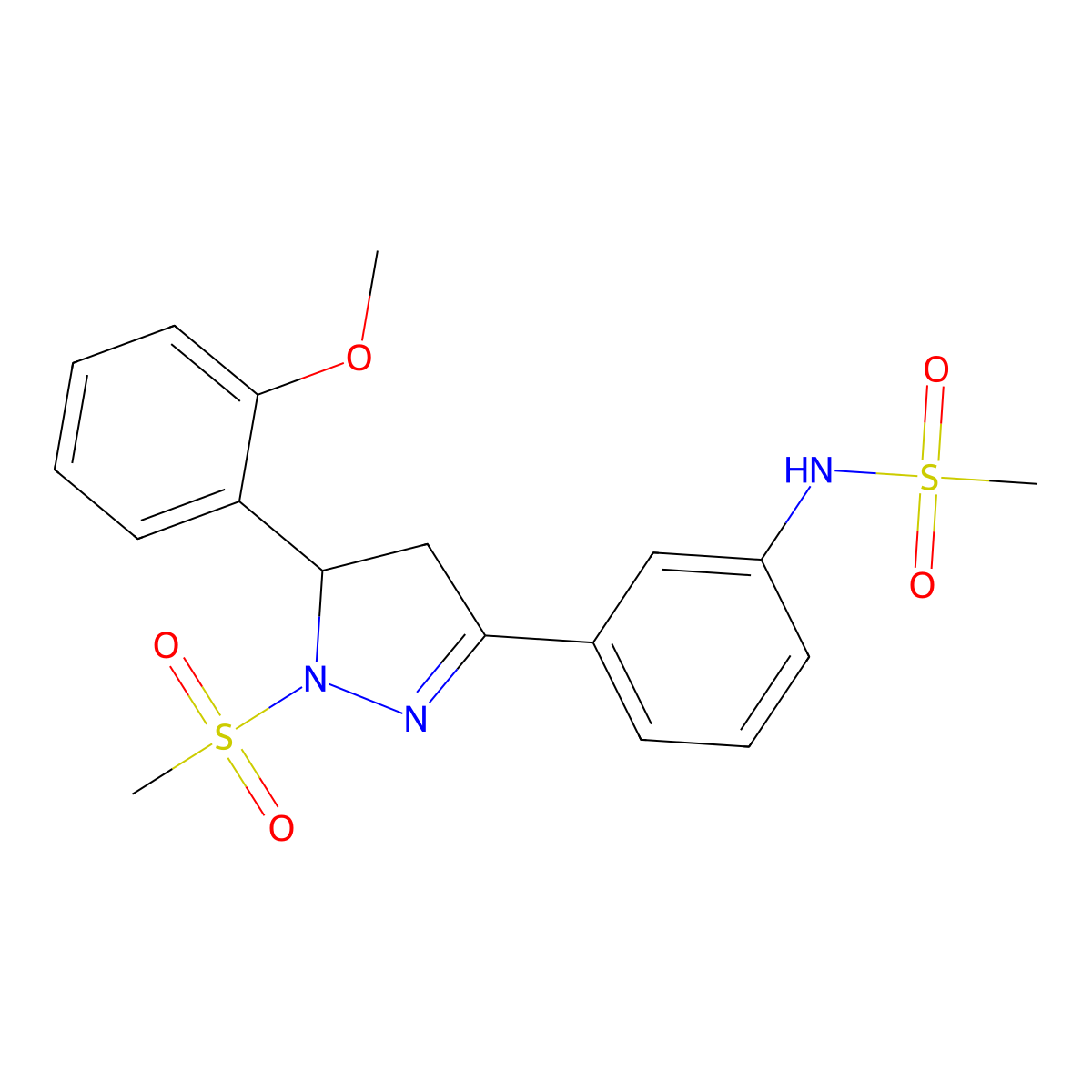 N-(3-(5-(2-methoxyphenyl)-1-(methylsulfonyl)-4,5-dihydro-1H-pyrazol-3-yl)phenyl)methanesulfonamide molecular structure, CAS 852141-71-0