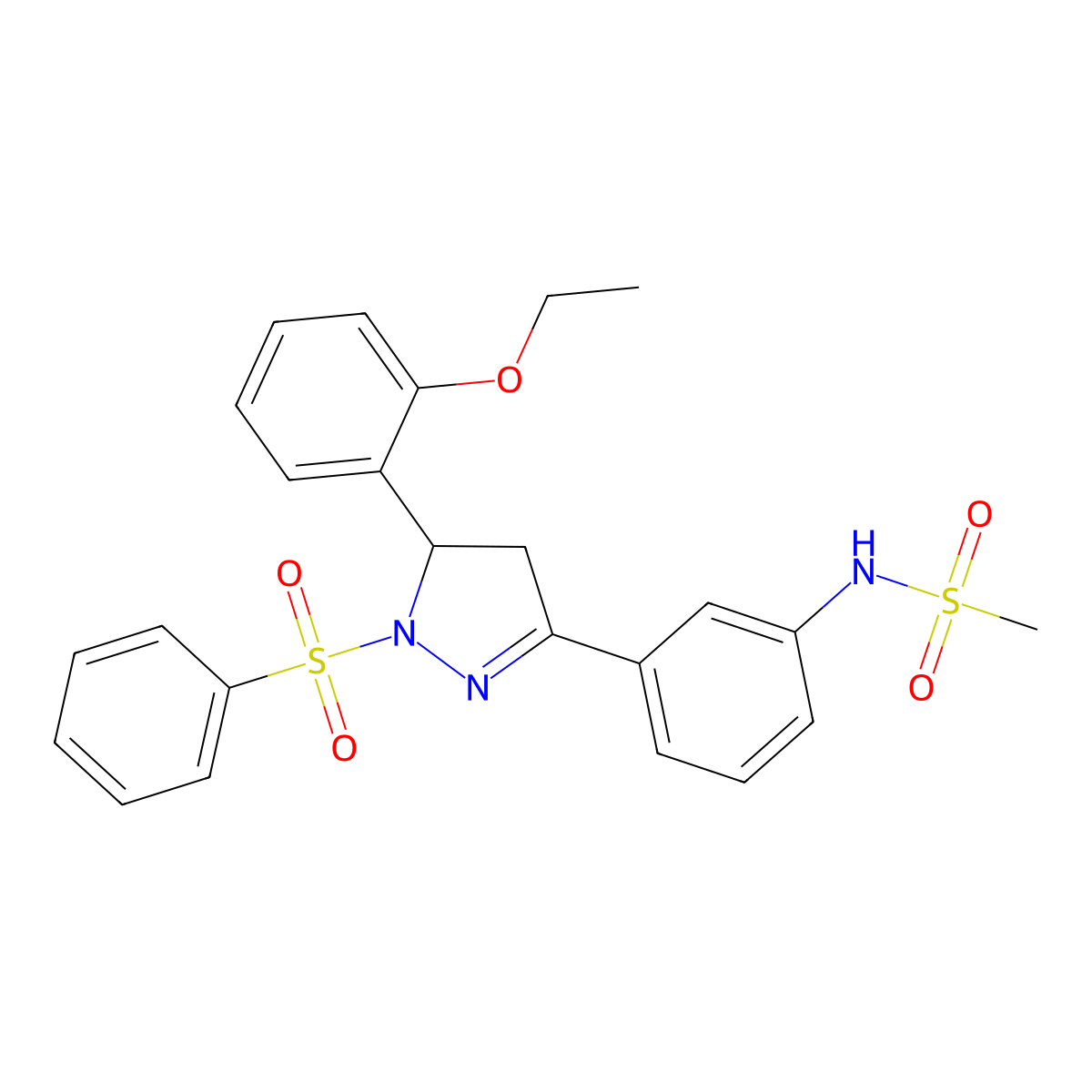 N-(3-(5-(2-ethoxyphenyl)-1-(phenylsulfonyl)-4,5-dihydro-1H-pyrazol-3-yl)phenyl)methanesulfonamide molecular structure, CAS 852141-81-2
