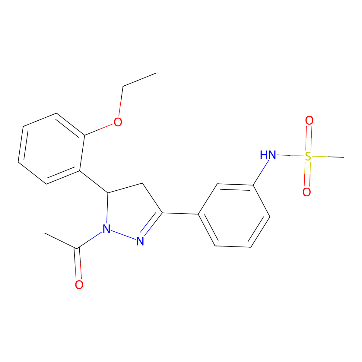N-{3-[1-acetyl-5-(2-ethoxyphenyl)-4,5-dihydro-1H-pyrazol-3-yl]phenyl}methanesulfonamide molecular structure, CAS 852141-82-3