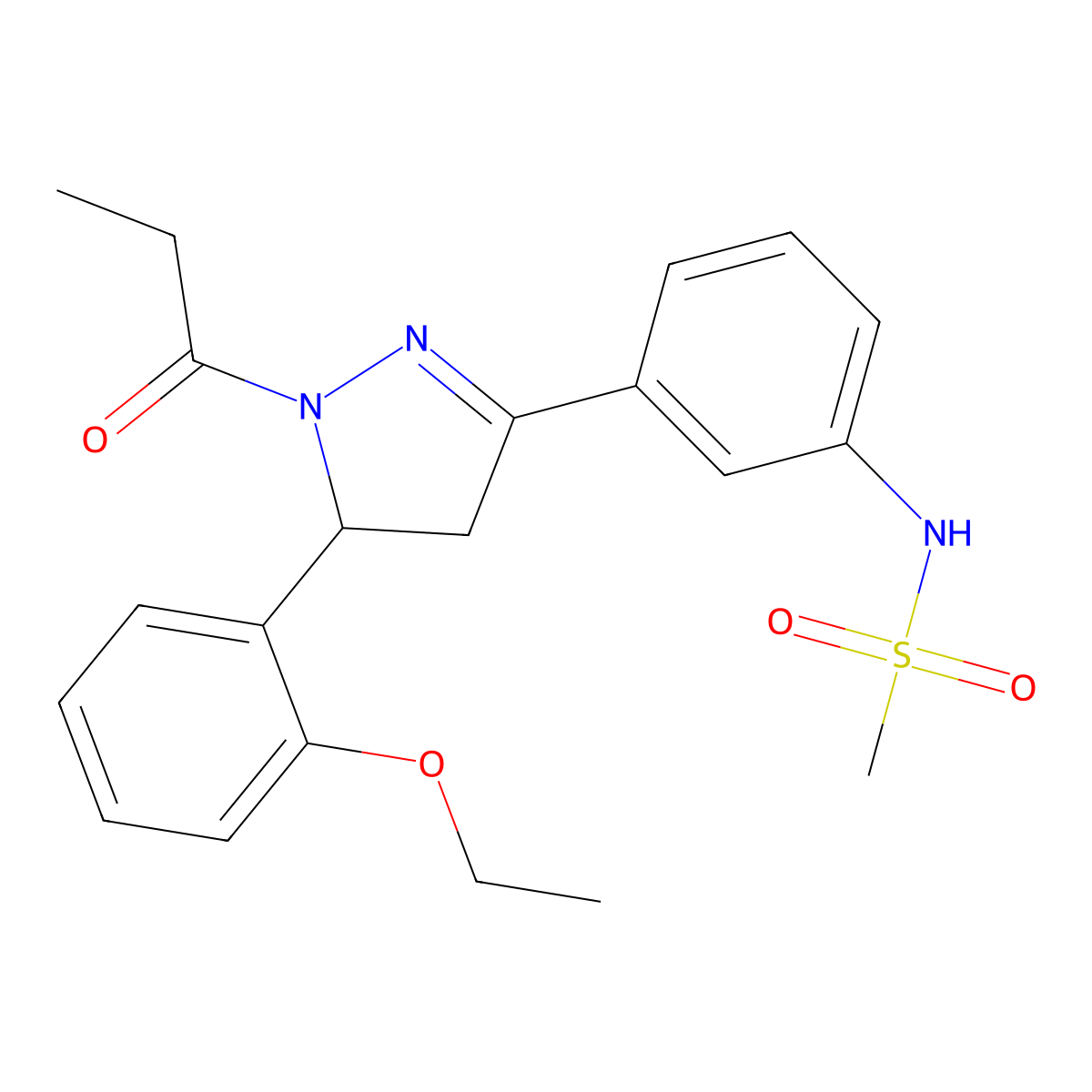 N-[3-[3-(2-ethoxyphenyl)-2-propanoyl-3,4-dihydropyrazol-5-yl]phenyl]methanesulfonamide molecular structure, CAS 852141-83-4