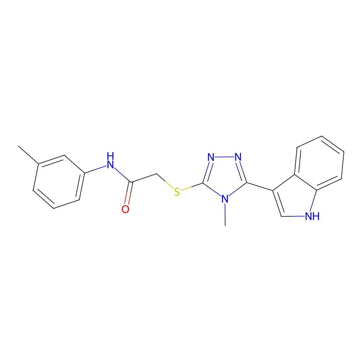 2-((5-(1H-indol-3-yl)-4-methyl-4H-1,2,4-triazol-3-yl)thio)-N-(m-tolyl)acetamide molecular structure, CAS 852142-12-2